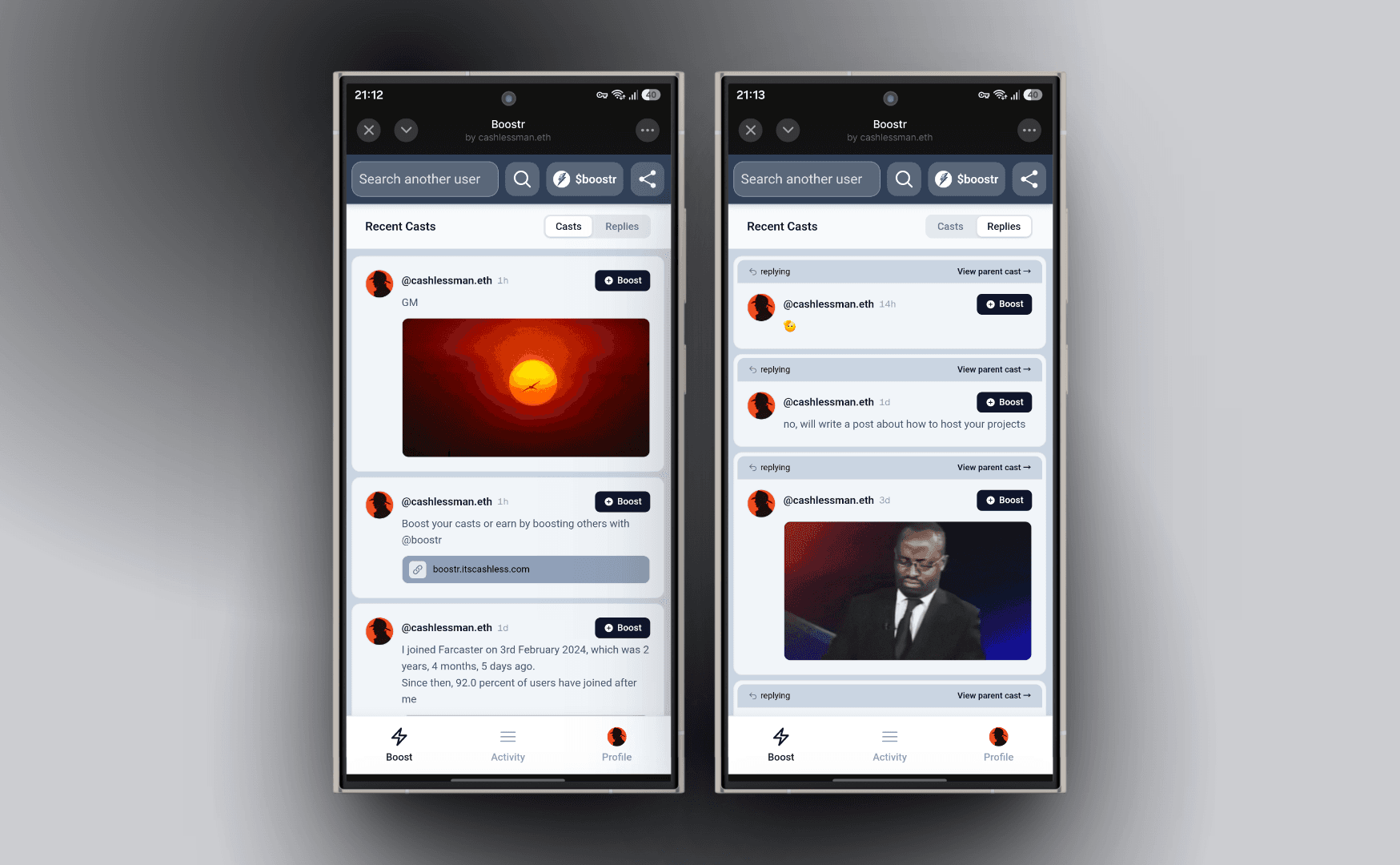 Boostr screen 2