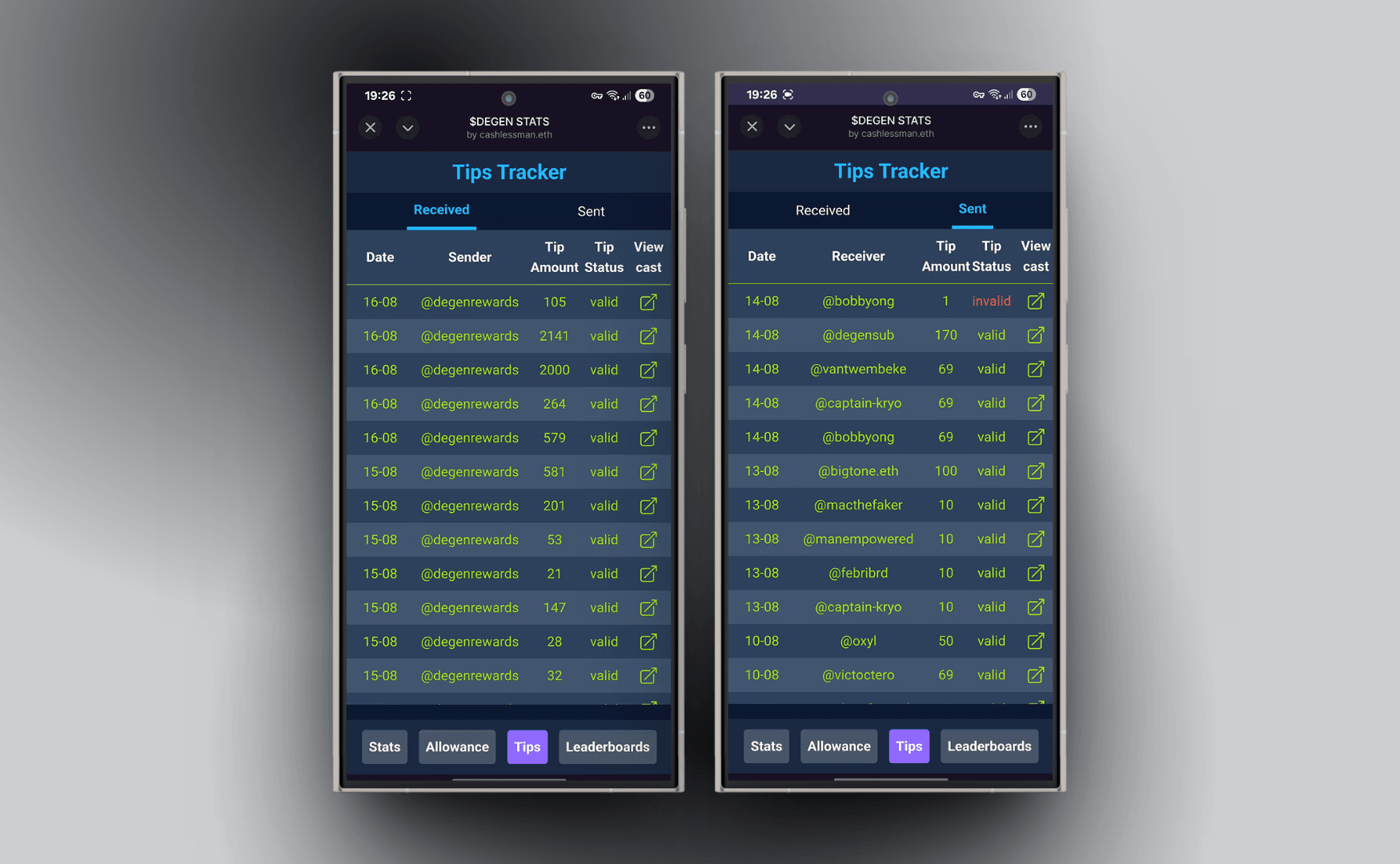 DEGEN Stats screen 3