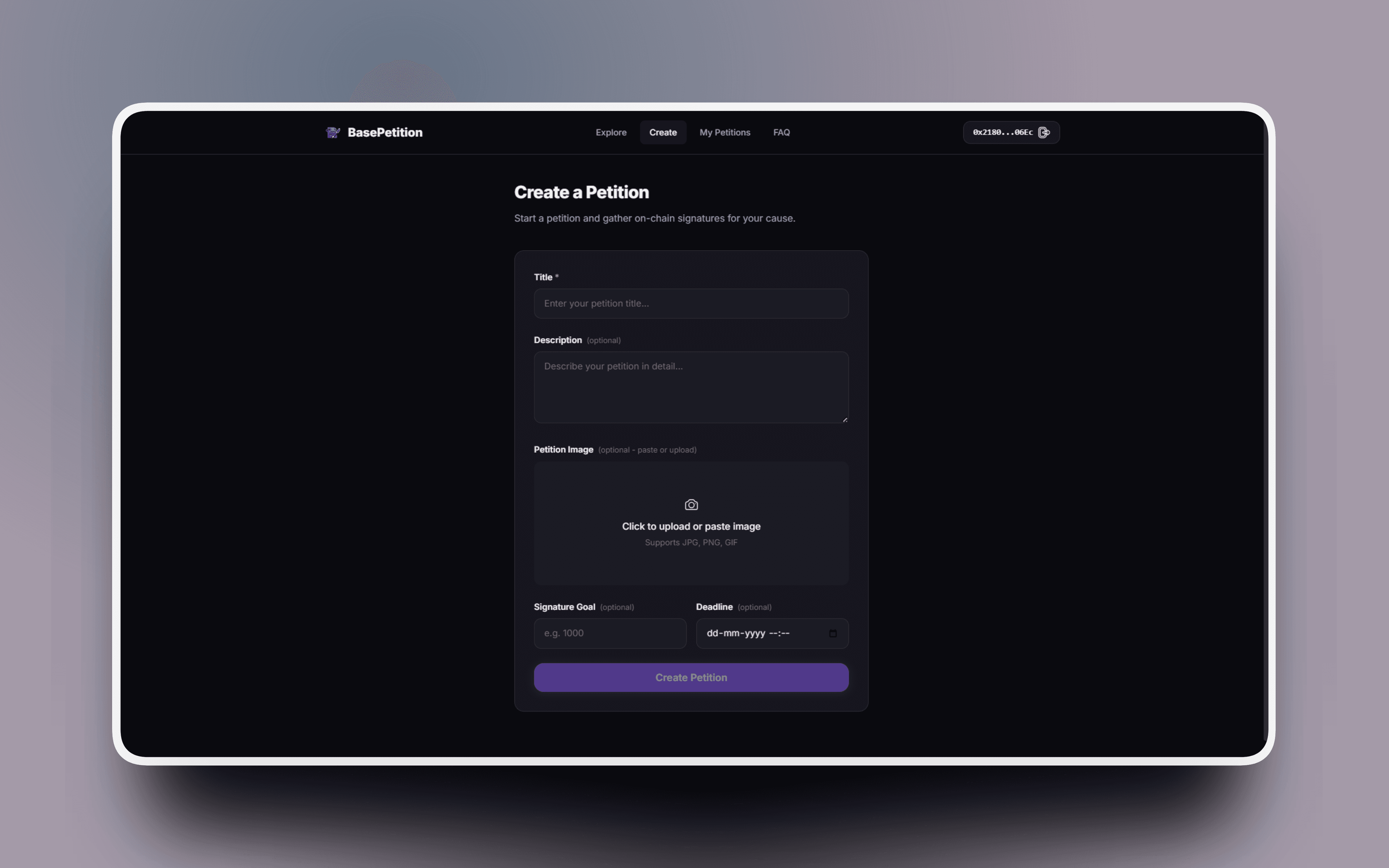 Onchain-Petition screen 3