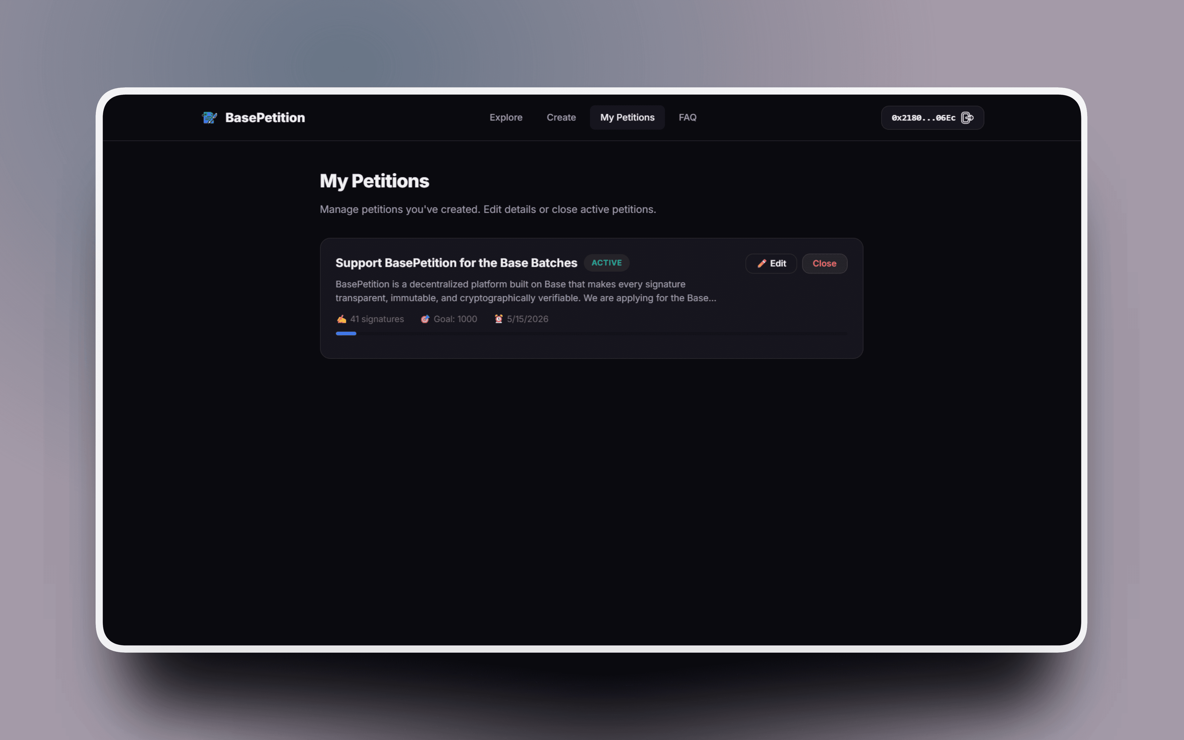 Onchain-Petition screen 4