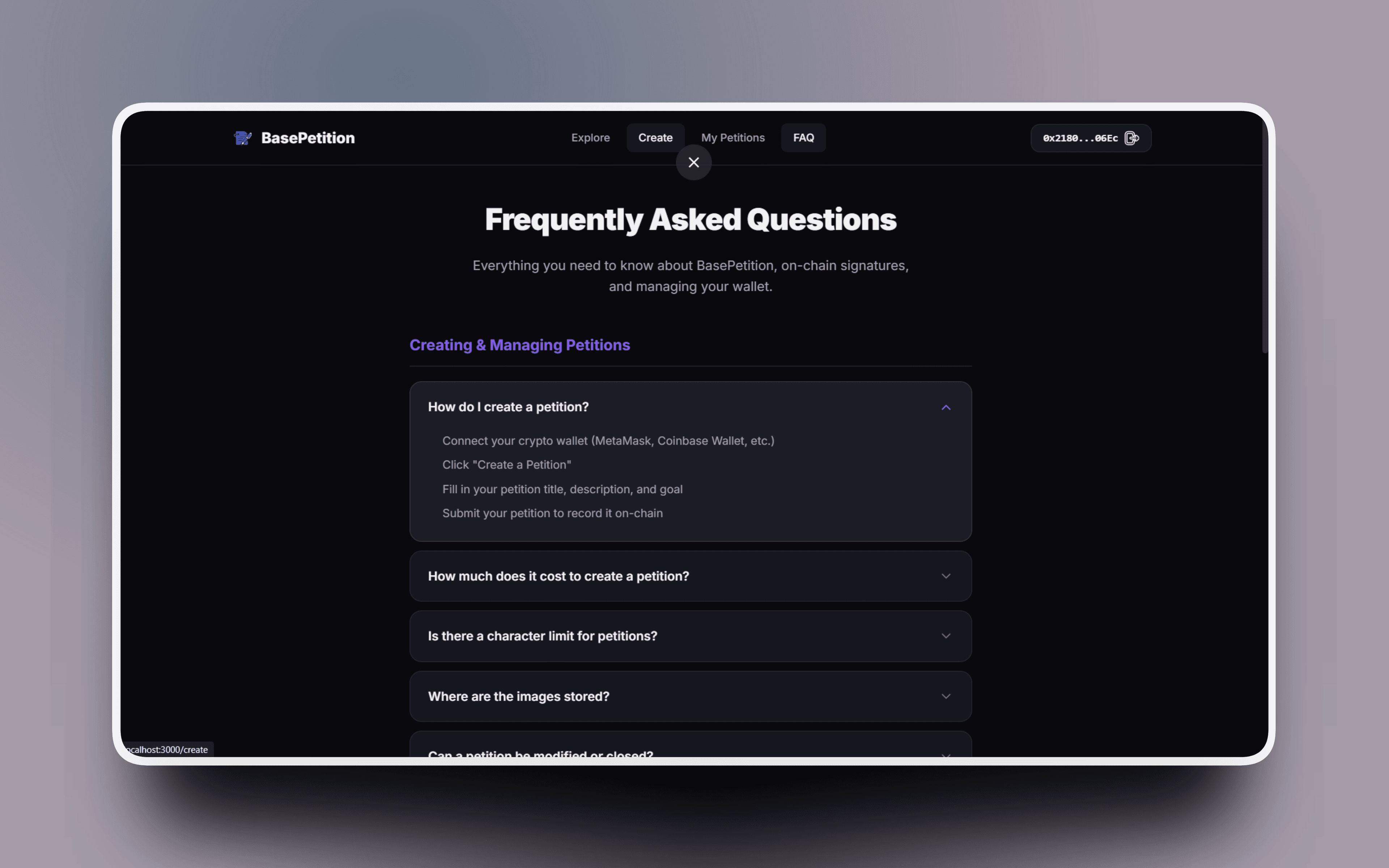 Onchain-Petition screen 5