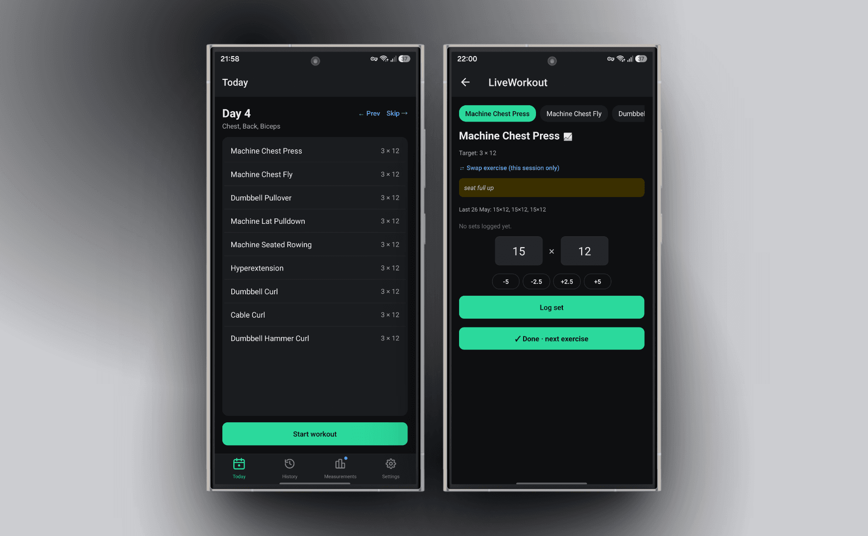 Trrack Fit screen 1