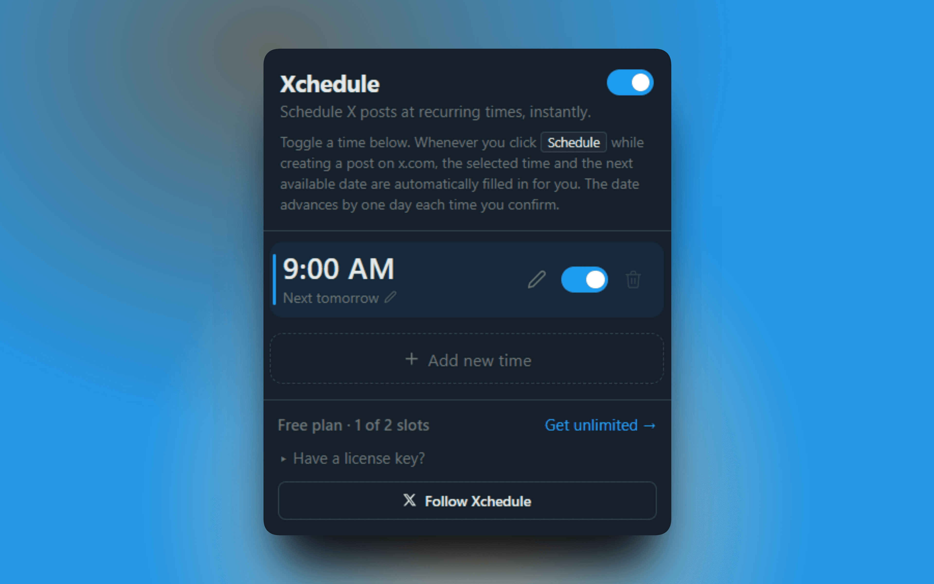 Xchedule screen 2