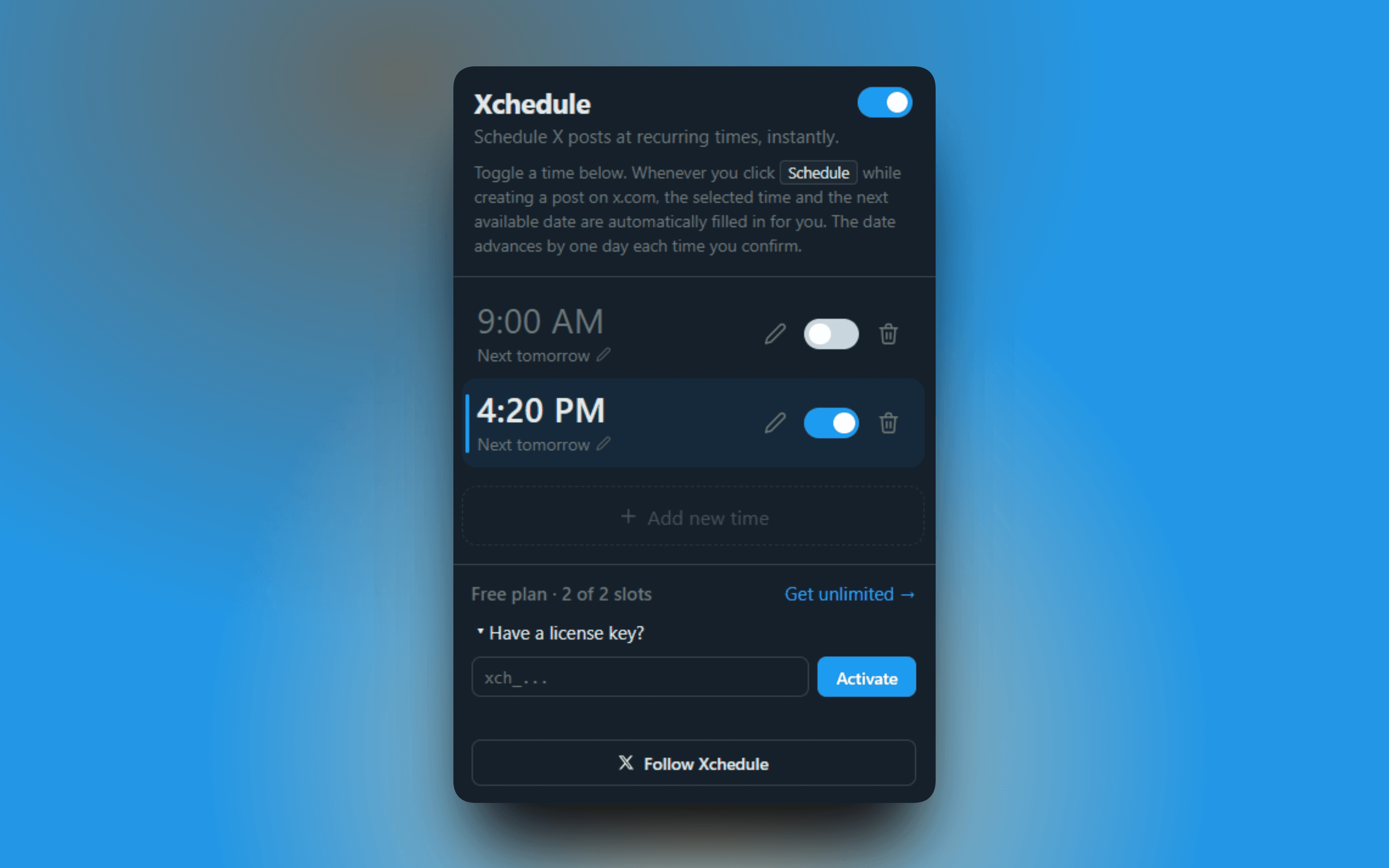 Xchedule screen 3