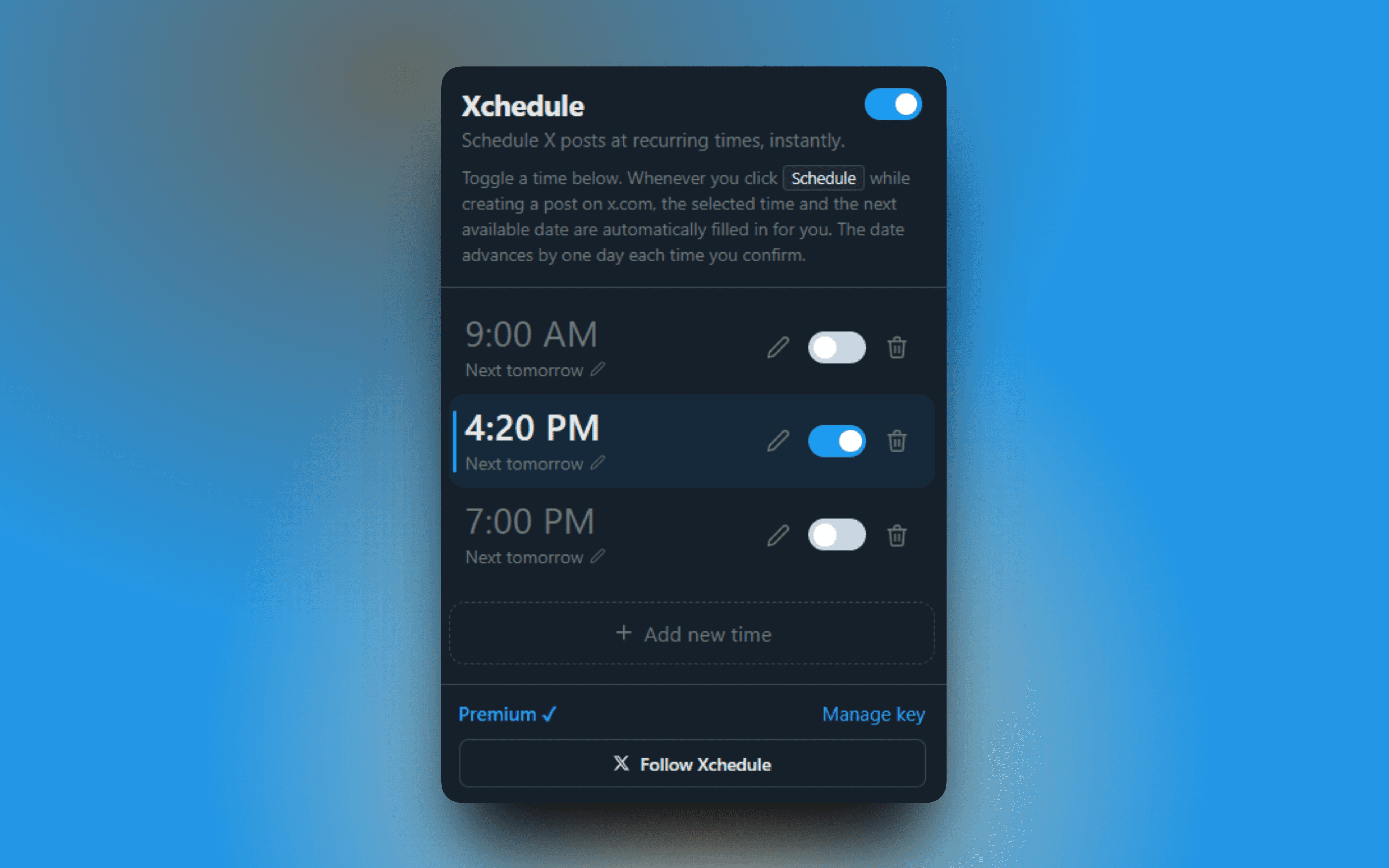 Xchedule screen 4